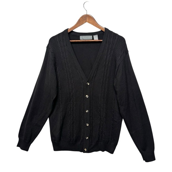 Oscar de la Renta Other - Vtg Oscar De La Renta Mens Sweater Cardigan Size L Button Long Sleeve Cable Knit